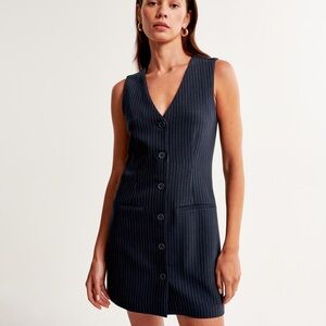 NWT The A&F Mara Vest Mini Dress - NAVY PINSTRIPE XS
